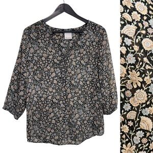 Maison Scotch Floral Print Semi Sheer Blouse